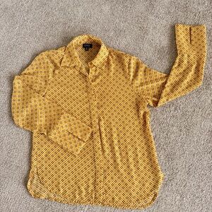 Jones New York Yellow Geometric Long-sleeve Women’s Blouse Medium